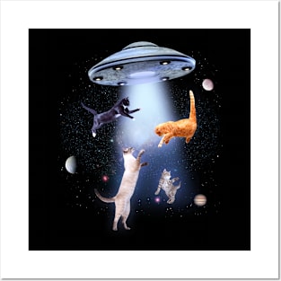 Cats In Space With UFO Posters and Art